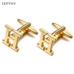 Links Lepton Hot Letters H Cufflinks For Men High Polishing Alphabet of Letter H CuffLinks Man Shirt Cuffs Cuff links Relojes Gemelos