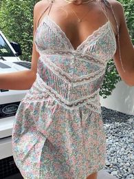 Casual Dresses Women S Deep V Neck Floral Sexy Sleeveless Blackless Mini Dress Y2K Going Out Short Sundress Trendy