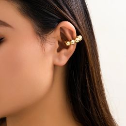 Earrings IngeSight.Z 1pcs Vintage Geometric Metal Ball Shaped Ear Clip Earrings For Women Punk Gold Color Non Pierced Earrings Jewelry