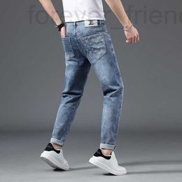 Men's Jeans designer Thin light blue jeans for men, high-end slim fit straight leg pants spring/summer casual versatile men BDPZ