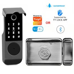 Control Waterproof Tuya Wifi OR TTLOCK Bluetooth Smart Electronic Lock Biometric Fingerprint Digital Lock For Street Gate Garden Door