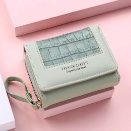 Money Clips Fashion Square Plaid Womens Short Wallet Large Capacity Multi-card Zipper Bags for Women 2024 Trendy Texture 3 Fold Coin Purse Y240422