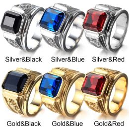 Bands Fashion Vintage Blue Crystal Ring Hip Hop Punk Rock Gold Color Dragon Rings for Men Women Vintage Wedding Engagement Rings