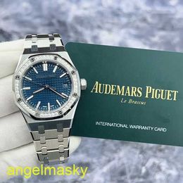 Ladies' AP Wrist Watch Royal Oak Series 15551ST Blue Plate Steel Original Diamond-inlaid Automatic Mechanical Women's Watch 37mm