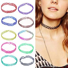 Accessories Vintage Stretch Colorful Tattoo Choker Necklaces Elastic Chocker Necklace Plastic Fishing Line Weave Tattoo Necklaces