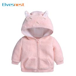 Coats Cartoon Baby Winter Coats Long Sleeve Solid Colour Hooded Baby Girl Jacket Warm Zipper Newborn Clothing 318 Months