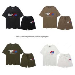Men Trapst Tracksuits T Shirt Set Rainbow Towel Embroidery Decoding Streetwe Casual Breathable Summer Suits Tops Shorts Tee Outdoor Sports Suit Man