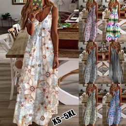 Amazon Womens V Neck Fashion Printed Loose Strap Dress