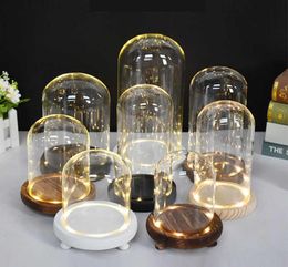 Dome Display Scented Candles Clear Cloche Glass Bell Jar with Wood Base Multiple Size Decoration for Candle 01033106069