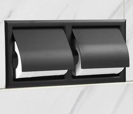 Toilet Paper Holders Double Recessed Toileissue Holder Black All Metal Contruction 304 Stainless Steel Bathroom Roll Box5652219