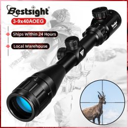 Scopes Bestsight 39x40 Aoeg Hunting Rifle Scope Tactical Optics Sight Red Green Illuminated Optics Hunting Scopes Airsoft Gun