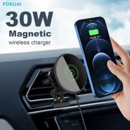 Chargers Magnetic Car Charger Mount 30W Fast Charging Air Vent Magnet Phone Holder Stand for iPhone 14 13 12 Pro Max Mini Safe Station