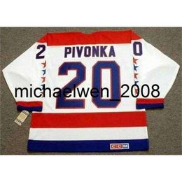 Kob Weng Men Women Youth MICHAL PIVONKA 1990 CCM Vintage Home Hockey Jersey Goalie Cut Top-quality Any Name Any Number