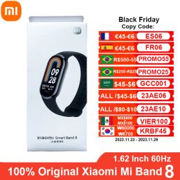 Armbänder Original Xiaomi Mi Band 8 Smart Armband 1.62 AMOLED -Bildschirm 60Hz Fitnesstrker Herzfrequenz -Monitor Blut Sauerstoff Miband 8