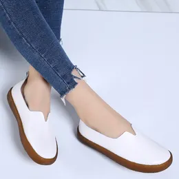 Casual Shoes Sneakers For Women Flats Split Leather White Woman Slip-on Comfortable Summer