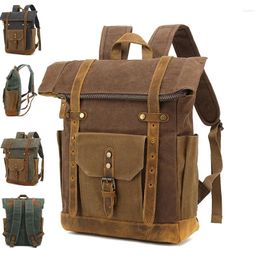 Backpack Luxury Men Schoolbag Multifunction Laptop Canvas Bagpack Real Leather Portable Travel College Bag