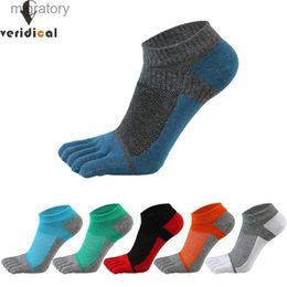 Men's Socks 5 pairs of mens five finger pure cotton ankle socks breathable and sporty comfortable fitted friction resistant with toe socks yq240423