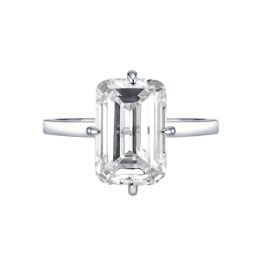 Rings SpringLady 925 Sterling Silver 8*12MM Emerald Cut Lab Sapphire High Carbon Diamonds Gemstone Wedding Ring Fine Jewelry