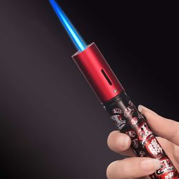 Honest Creative Lighter Blue Straight Flame Butane Without Gas Jet Torch Lighter Fuel Visible For BBQ Kitchen Without Gas Stove Cigar Lighter