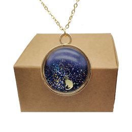 Necklaces Cat Under the Stars Starry Sky Pussy Gold Colour Pendant Chain Long Necklace Women Boho Fashion Jewellery Bohemian Vintage Handmade