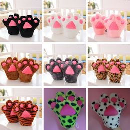 Party Favour Cute Cartoon Bear Paw Gloves Winter Velvet Fluffy Animals Claw Glove Halloween Cosplay Costume Gloves Women Children Mittens LT943