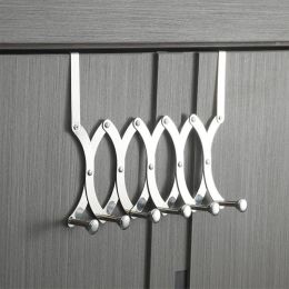 Rails Retractable Metal Clothes Hanger Adjustable Door Hook Coat Unbrella Key Hanger Wall Mounted Clothes Rack Home Storage