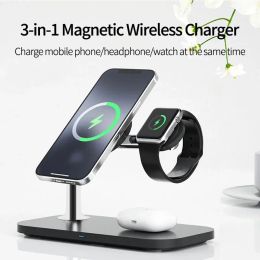 Chargers 3 in 1 Magnetic Wireless Charger 15W Fast Charging For iPhone 12 13 14 Pro Max Samsung Apple Watch Airpods Pro Dock Station