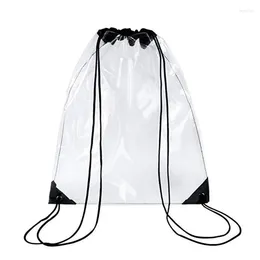 Backpack Transparent Drawstring Cinch Sack School Tote Gym Bag Sport Pack