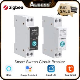 Control Tuya Zigbee Din Rail Switch Relay Tongou Smart Circuit Breaker With Metering 1P 16A 25A 40A 63A Support Alexa Google yandexAlice