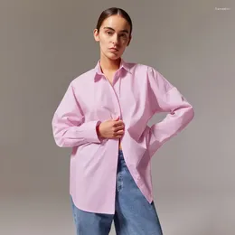 Women's Blouses Spring French Commuter Long Sleeved Womens Shirt Loose Cotton Backing Mid Length Fashion Blouse