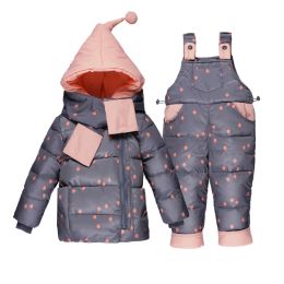Coats Baby girls winter outerwear coats kid thicken down snow wear overalls clothing set infant jumpsuit snowsuit
