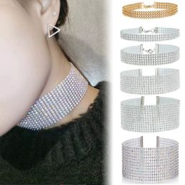 Necklaces TOP Quality Cool Shiny Rhinestone Bundle Neck Popular Element Collar Necklace Punk Hip Hop Women's Choker Gift Korean Jewellery