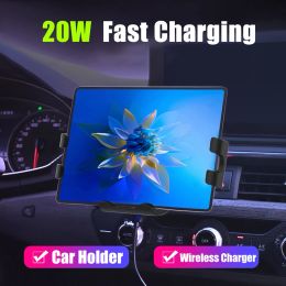 Chargers 20W Fast Qi Wireless Car Charger Stand for Samsung Galaxy Z Fold 5 4 Flip iPhone 13 Pro Max Foldable Screen Air out Mount Holder