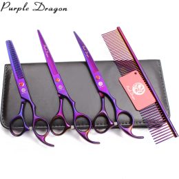 Scissors Grooming Scissors for Dogs Purple Dragon JP Stainless Straight Shears Thinning Shears Down Curved Scissors Pet Shears Comb Z3100