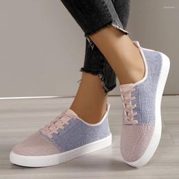 Casual Shoes 2024 For Women Lace Up Women's Vulcanize Fashion Colour Matching Flat Heel Mesh Sneakers