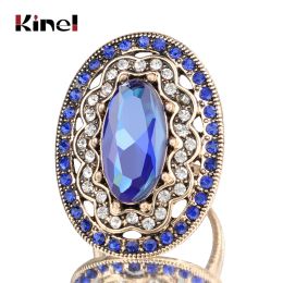 Bands 2020 New Charm Blue Big Ring Colour Ancient Gold Vintage Wedding Rings For Women Mosaic White Crystal Fashion Jewellery
