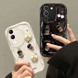 Cell Phone Bumpers Cute 3D Coffee Toy Cartoon Wave TPU Soft Phone Case for iPhone 11 12 Pro 13 Mini 14 Plus 15 Pro Max X XS Max XR 7 8 Plus SE 2020 Y240423