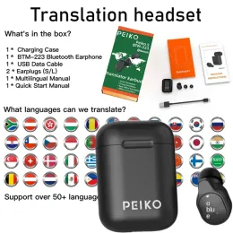 Translator 2023 New Translator Earbuds Wireless Business Headset 50+ Languages Bluetooth 5.0 Offline Translation Voice Assistant Backend