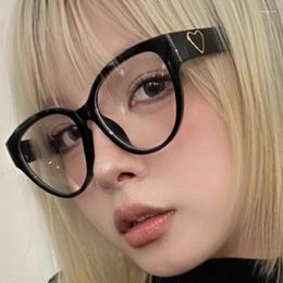 Sunglasses Vintage Cat Eye Triangle Heart Anti-Blue Light Glasses Y2K Frame Women Men Reading Eyewear Retro Black Clear Eyeglasses