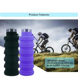 500ml outdoor retractable water bottle portable collapsible silica gel sports cup 240420