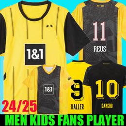 23 24 25 SANCHO Jerseys REUS DORTMUNDs 50 years at the Westfalenstadon Special 2024 2025 Borussia Soccer HALLER Football Shirt BRANDT Men Kids Kit All Black