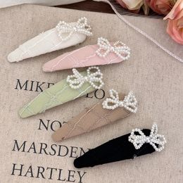 Colorful Side Hairclip with Pearl 2024 New Fashion Temperament Edge Clip Hairclip Bow Bangs Headwear Women's Hair Accessories