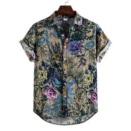 Hawaiian Floral Tropical Shirts Men Dazn Tops Summer Casual Short Sleeve Button Chemise Loose Vacation Beach Blusas 240419