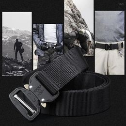 Waist Support Sports Belt Adjustable Waistband Canvas Buckle Hunting For Outdoor Camping Hiking Green And White Stripe