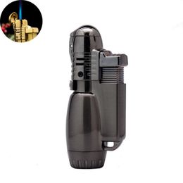 Windproof Lighter Butane Without Gas Jet Torch Lighter Blue Flame Cigar Lighters with Lock the Flame Smoking Accessories