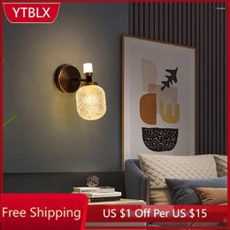 Wall Lamp IWP Modern Gold Minimalist LED Copper Creative Ambient Light Bedroom Living Room Aisle Decor Acrylic Sconce