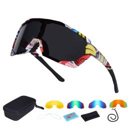 Sunglasses Polarized Bike Cycling Glasses Road Bicycle Goggles Men Women Outdoor Sports Sunglasses with 3 Lenses Case Myopia Frame