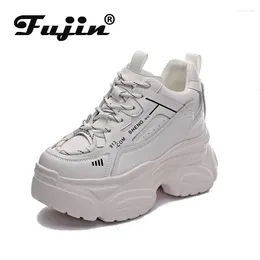 Casual Shoes Fujin 10cm Genuine Leather Platform Wedge Sneakers Breathable Fashion Women Spring Well-fitting Autumn Hidden Super Heels