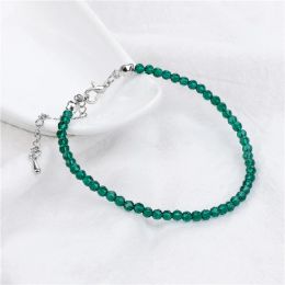 Strands Natural 3mm Stone Beads Bracelet Small Faceted Rubys Emeralds Quartz Beaded Yoga Bracelets Adjustable Women Men Lucky Jewellery