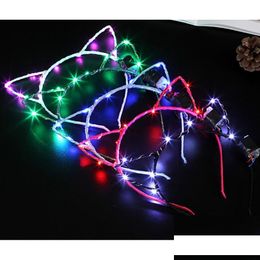 Other Event Party Supplies Other Event Party Supplies Led Bunny Ear Cat Ears Headbands Light Up Flashing Blinking Wear Christmas Hai Dh07G